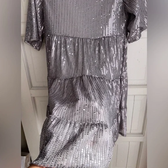 Midi Silver Sequin Dress - Picture 2 of 9